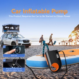 Portable Paddle Board Pump, 3 Light Modes, 20PSI Electric SUP Pump, LCD Display, Dual Stage Inflate/Deflate Auto Shutoff, 12V DC Car Connector, Electric Pump for Paddle Board Kayak Boat