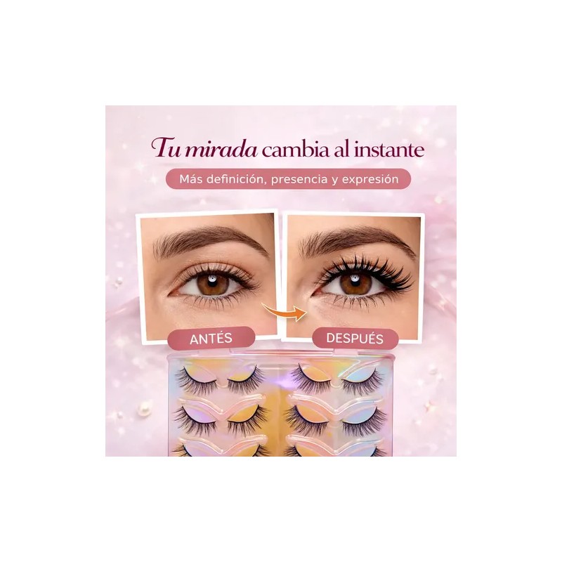 10 Pares Pestañas Postizas Reutilizables Diferentes Diseños