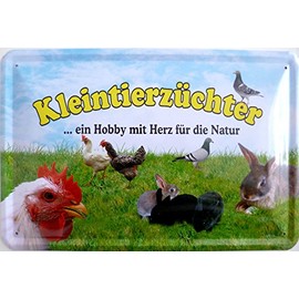 Tin Sign 20x30 cm – Small Animals Bison Hobby with Heart for the Nature Garden Animals Rabbit Chicken Pigeon
