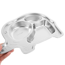 ULTECHNOVO 304 Stainless Steel Elephant Divided Kids Dinner Plate