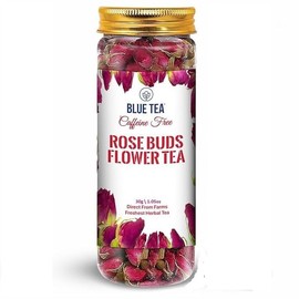 BLUE TEA - Rose Buds Herbal Tea - 1.06 Ounce | Grade A | DETOX TEA | Caffeine Free Herbal Tea - Vegan - GMO-Free - Food Grade Pet Jar |