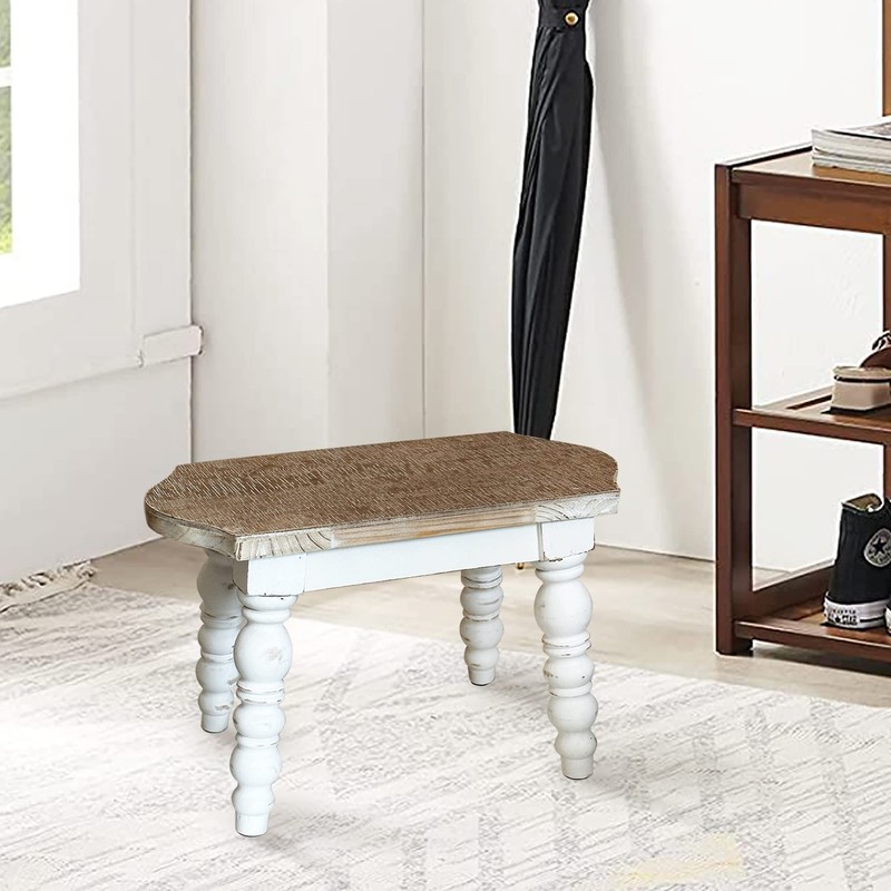 dwellington Wooden Bathroom Farmhouse Step Stool, Wood Foot Stool for