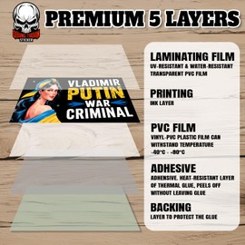Vladimir Putin War Criminal | Bumper Sticker or Car Magnet | Support Ukraine Political Magnetic Bumper Decorations forCars [7.5x3.75]