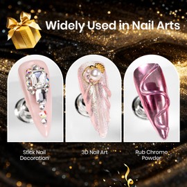 Beetles 3D Gel Nail Art, 1Pcs 15ml Sculpting Gel 3 in 1 Clear No Wipe Nail Polish Rhinestone Art Glue for Nail Gems Diamond Jewelry U V LED Lamp Needed DIY Home Salon Christmas Nails Gifts for Women