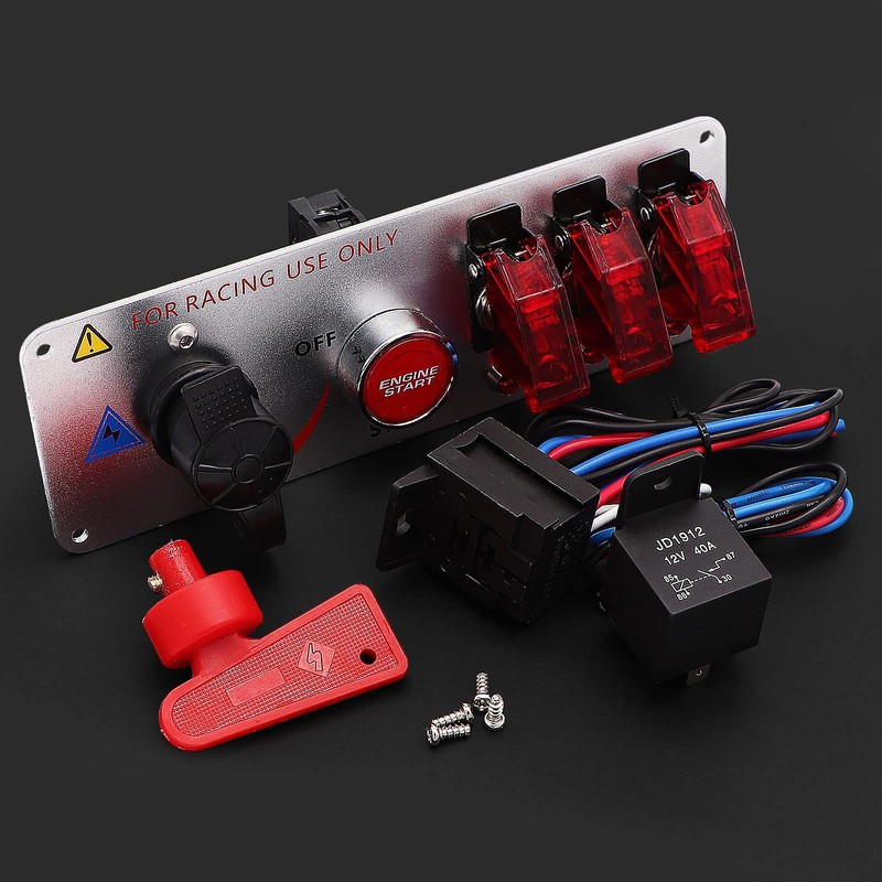 Ignition Switch Panel Kit, 12V Engine Start Push Button 5