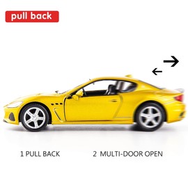 imtfzct 1/36 Scale Maserati GT Casting Car Model, Zinc Alloy Toy Car for Children, Pull Back Vehicles, Toy Car for Toddlers, Children, Boys, Girls, Gift (Gold