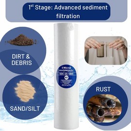 Reverse Osmosis DRO ERO Universal Filter Kit 1 Year Set, Compatible with Most 10" Water Filtration Systems, Under Sink RO Water Filter Kit with Membrane and Filter Wrench