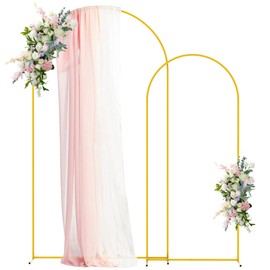 Asee'm Metal Arch Backdrop Stand Set of 2 (7.2FT,6FT) Gold Arched Frame for Wedding Ceremony Parties Birthday Baby Shower Garden Decoration