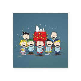 CafePress Peanuts Gang Christmas Square Sticker 3 X 3 Square Bumper Sticker Car Decal