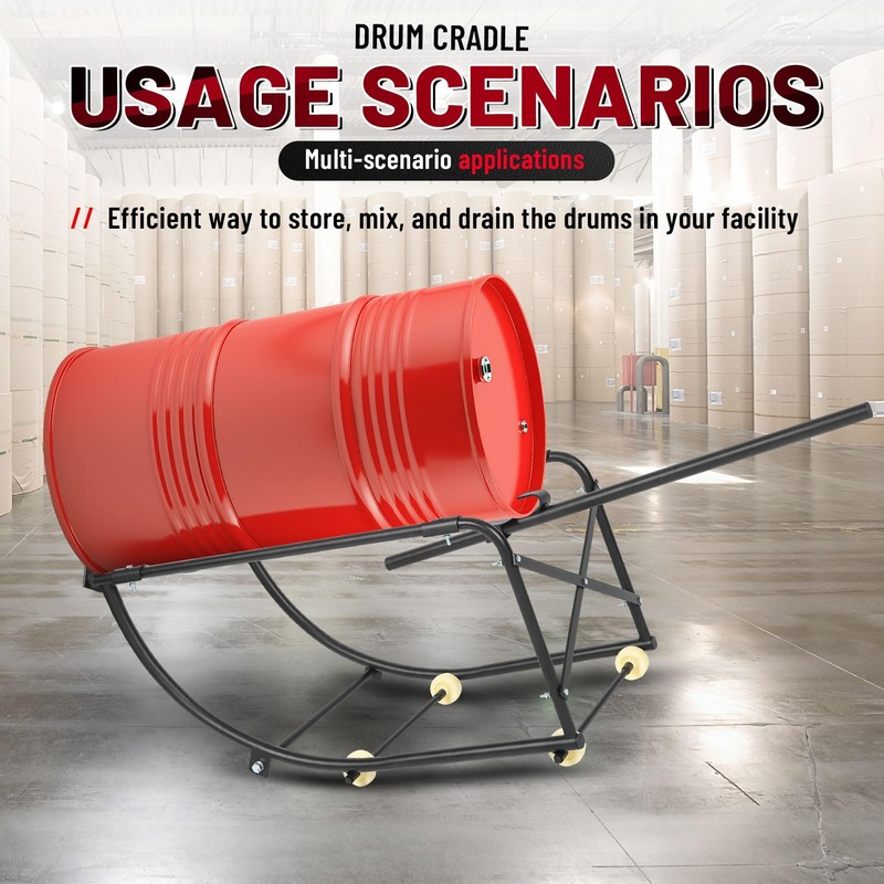 KUAFU 55 Gallon Drum Cradle 600lbs Drums Dolly Cart Drum