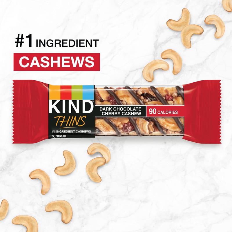 KIND THINS Dark Chocolate Cherry Chashew Bars, Gluten Free, 5g