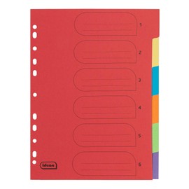 Idena 90266 Cardboard Index for DIN A4 Documents, 22.5 x 30 cm, 18 Full-Colour Dividers in 6 Colours, 150 g/m², Organiser with Euro Holes and Organisational Print