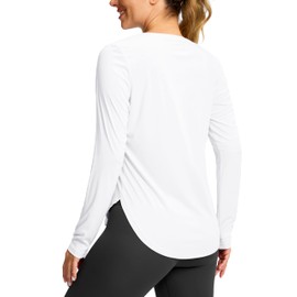 Soothfeel Women's Sun Shirts UPF 50+ UV Protection Lightweight Quick Dry SPF Long Sleeve Workout Hiking Tops Outdoor Clothing, White, L