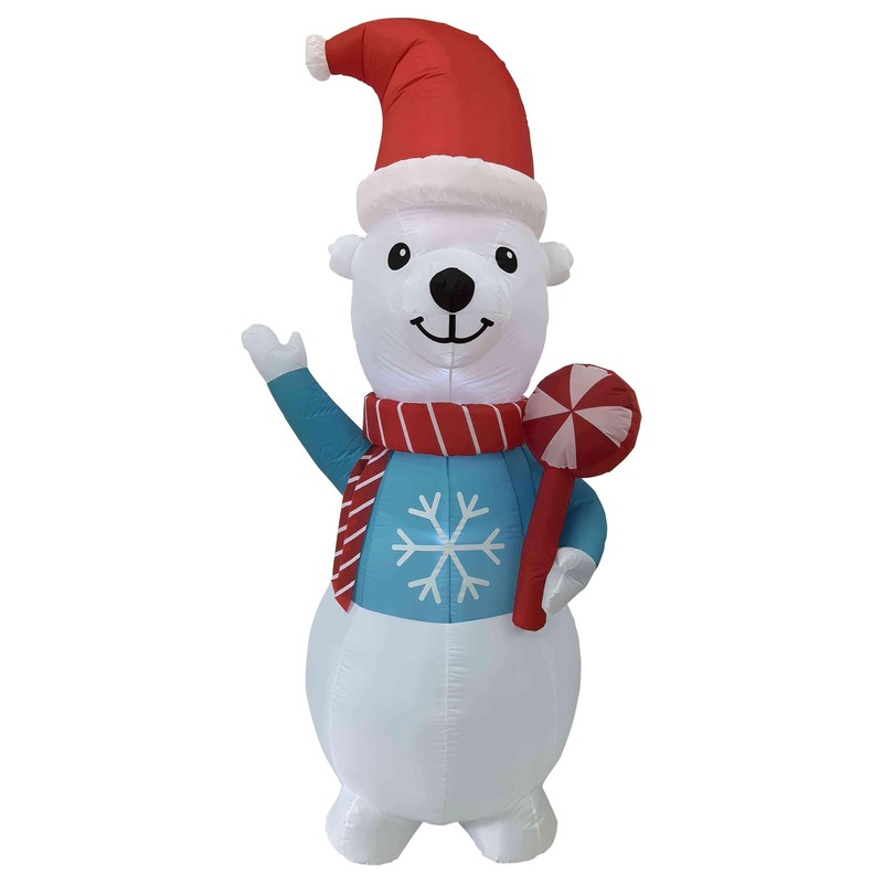 LED Lighted Inflatable Polar Bear Outdoor Christmas Decoration- 8'