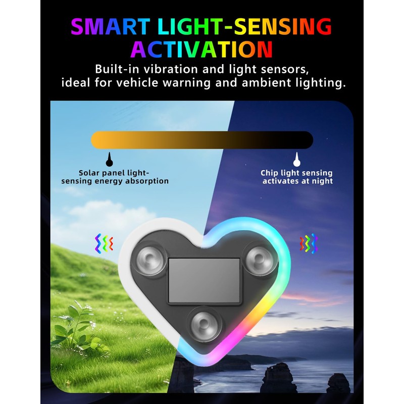 VANKUB 1PCS Car LED Ambient Lights, Car Triangle Window Solar-Powered