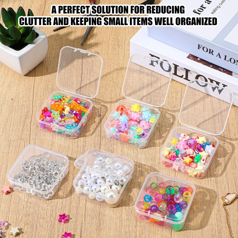 Dimeho 100 Pcs Small Plastic Boxes Beads Storage Containers Mini