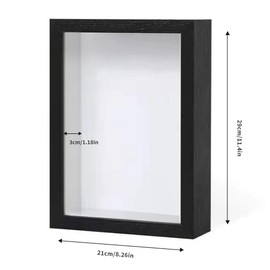 A4 3D Shadow Box Frame, Black Deep Picture Frame with 3cm Depth – Display Box for Wall Hanging or Tabletop – Memory Box for Photos, Keepsakes, Crafts, Medals, Dried Flowers, Baby Items