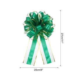 QUARKZMAN Pack of 5 Gift Bows 20 cm Gift Ribbons Mat Pull Bow Large Decorative Bow for Gift Wrapping Wedding Bags Christmas Baskets Car Decoration, Green
