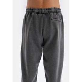 Dagi Men's Regular Waist Double Leg Ribbed Washed Tracksuit, Smoke, L