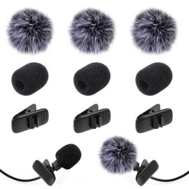 Mic Covers for Microphones, Mini Wireless Furry Windscreen & Foam Cover Set for Lavalier Microphone Washable Microphone Covers Microphones Windscreen with Clips to Reduce Wind Noise, 9 Pack