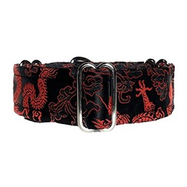 SightHound Gang Satin Lined Martingale Collar 1.2" Wide for IG Italian Greyhound Whippet Puppy Collar Other Breeds with Similar Neck (Red Black L 10.5"-12.5")