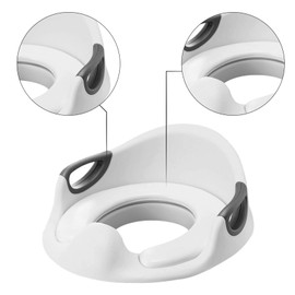 GrassVillage Potty Training Seat for Kids, Toddlers | Toilet Training Seat for Boys Girls with Handles, Backrest and Anti-Splash Design | Fits Round & Oval Toilets (White)