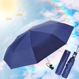 FDJASGY UV Sun Umbrella Compact Folding Travel Umbrella Auto Open Close Compact Folding Rain Umbrellas for Women Men Blocking UV 99.98% Blue