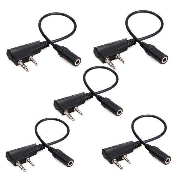 Retevis Earpiece Adapter for Walkie Talkie,2 Pin to 3.5mm Headset Adapter Only Compatible RT22 RT21 RT27 RT7 H-777 H777S RT18 RT19 RT22S(Not Fit for Other Brand) 2 Way Radio (5 Pack)