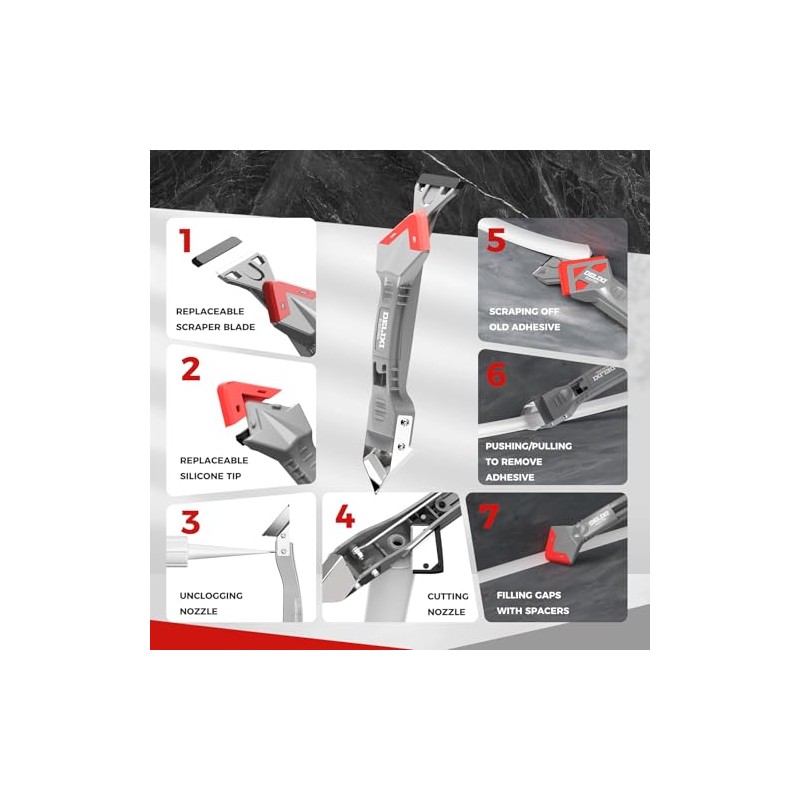 5 in 1 Caulking Tool with 5 Silicone Pads and