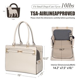 2-in-1 Stylish Dog Purse Carrier Soft-Sided Carriers Travel Tote Bag for Small Dogs Cats, Fashion Foldable Pet Bag for Puppies Small Animals with Pockets (White, 15" L x 7.5" W x 12.2" H)