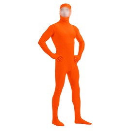 SHINNINGSTARBABY Boys' Mens Full Body Open Face Spandex Unitard Mask Zentai Costume Bodysuit (bright orange, S)