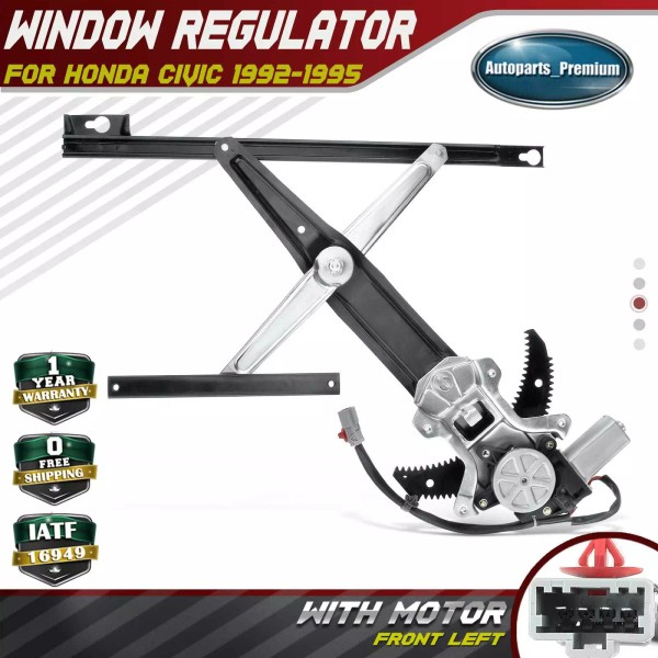Unbranded Power Window Regulator 4-pin w/Motor for Honda Civic 1992-1995