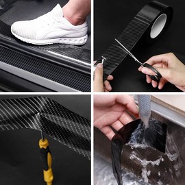 AIMALL 10CM*3M Universal Car Door Sill Protector Edge Sticker Car Threshold Guard Rubber Bumper Guard Strip Car Scratch Cover for Most Cars Carbon Fiber