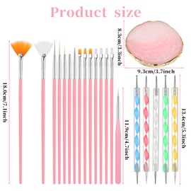 21 Pcs Nail Art Tools Set 1 Pcs Resin Nail Art Palette Mixed Color 2 Way Acrylic Silicone Carving Pen Dotting Pen Tool Nail-Art Kit Manicure Kit DIY Makeup Display Board for Home Salon
