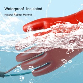 gotosee 12KV Electrical Insulated Lineman Rubber Gloves Electrician High Voltage Hand Shape Waterproof Safety Protective Work Gloves Insulating for Man Woman