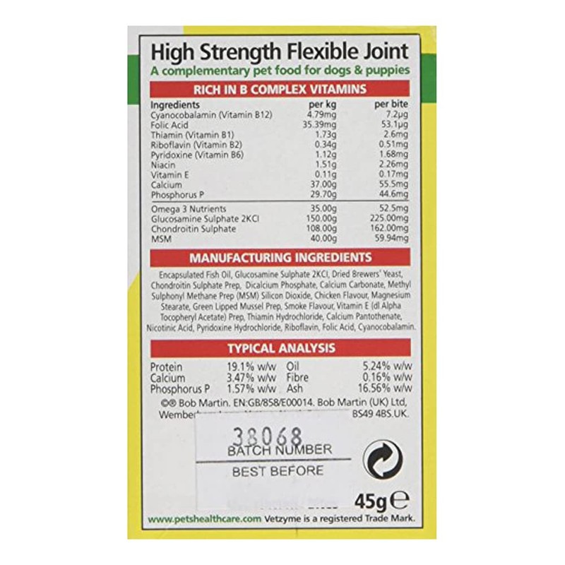 Vetzyme Flex HiStrength Dog Joint Tablets (3 Packs Of 90)