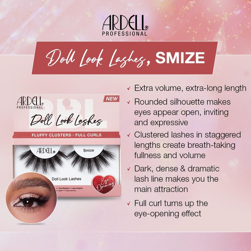 Ardell Doll Lashes Smize - Dramatic Fluffy Volume False Eyelashes,