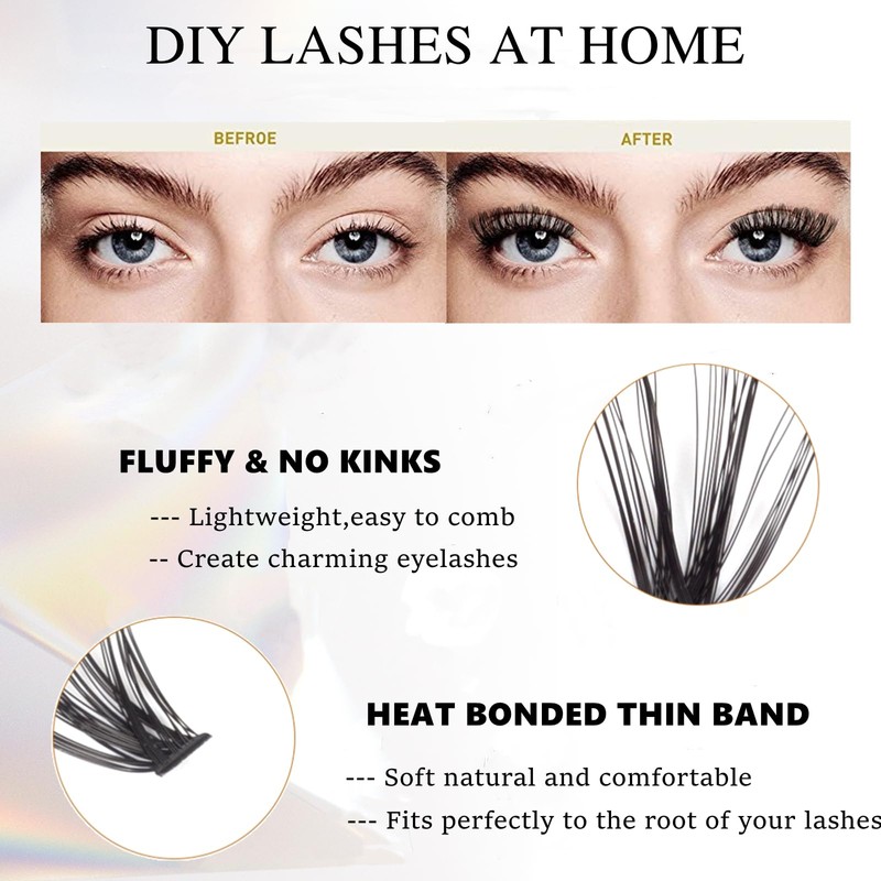 Individual Lashes Cluster Lashes 120 Pieces, 40D 0.07 D Curl