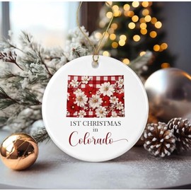 JohnPartners993 1st Christmas in Colorado Ornament - New Home in Colorado Gift - Colorado State Moving to Colorado Present Printed on Both Sides