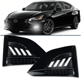 ULTRALTH LED Front Bumper Fog Light Kit for Nissan Altima 2023 2024 2025 Functions as White DRL Daytime Running Lights & Amber Turn Signals Light | Replacement for bumper fog light kit 2-Piece