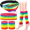 Cutecrop Leg Warmers for Women 80s Neon Headband Wristbands Rainbow