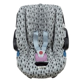 JYOKO Kids Cotton Car Seat Cover Compatible with Cybex Aton Cloud - Q-M-2-4-5 (ATON 4, Black Rayo)