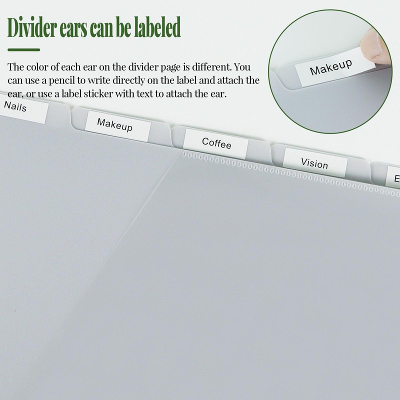 Koqye Binder Dividers with Pockets - 8 Plastic Dividers for