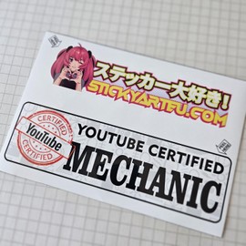 Car Decal Sticker, YouTube Certified Mechanic Design, 8" x 3" Slap Decal Vinyl Adhesive for Vehicles (1)