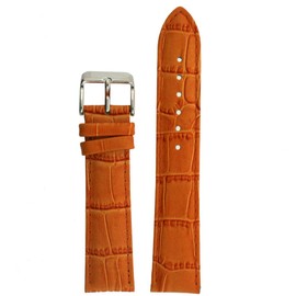 Tech Swiss Watch Band Orange Genuine Leather Crocodile Grain 20 millimeter
