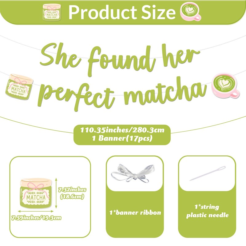 She Found Her Perfect Matcha Banner Matcha Lover Party Decorations