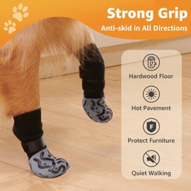 2 Pairs Dog Socks Paws Stop Licking, Anti Slip Dog Socks with Grips Strong Traction, Adjustable Dog Paw Protectors Prevent Scratching for Senior Dogs Hardwood Floors Indoor Outdoor Walking, Size M
