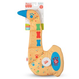 Fisher-Price for Pets SaxBone Rip and Reveal Dog Toy, Flattie Style with No Stuffing, Stuffing-Free with Bonus Toy Inside