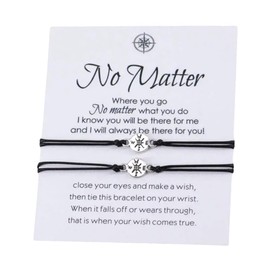 No Matter Where Card with Compass Wish Bracelets Set for 2 (Black) Miss Fit Boutique