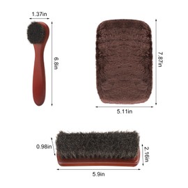 DAWRIS Shoe Brush Set, Premium Horsehair Brushes, Dusting Brush Shoe Polishing Applicators, Leather Cleaning Buffing Horsehair Bristle for Boots Seats Interiors Furniture